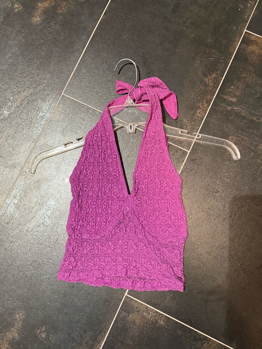 Brownie Spain Magenta/Purple Lace Halter Top - Size Small